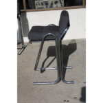 Set of Six Chrome and Fabric Barstools by Jerry Johnson