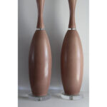 Pair of Mauve Ceramic and Lucite Table Lamps