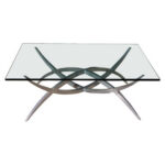 X-Base Aluminum Coffee Table with Glass Top