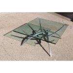 X-Base Aluminum Coffee Table with Glass Top