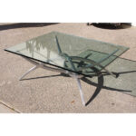 X-Base Aluminum Coffee Table with Glass Top