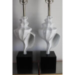 Pair of Aluminum Seashell Lamps Attributed to the Laurel Lamp Co.