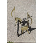 Pair of Brass and Cast Iron Musical Note Andirons