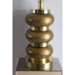 Paul Hanson Crackle Glass and Brass Table Lamp