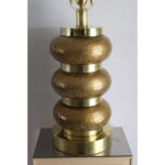 Paul Hanson Crackle Glass and Brass Table Lamp