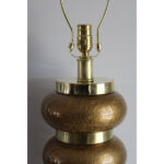 Paul Hanson Crackle Glass and Brass Table Lamp