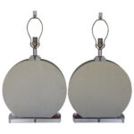 Pair of Circular Ceramic and Lucite Lamps