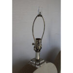 Pair of Circular Ceramic and Lucite Lamps