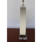 Pair of Circular Ceramic and Lucite Lamps