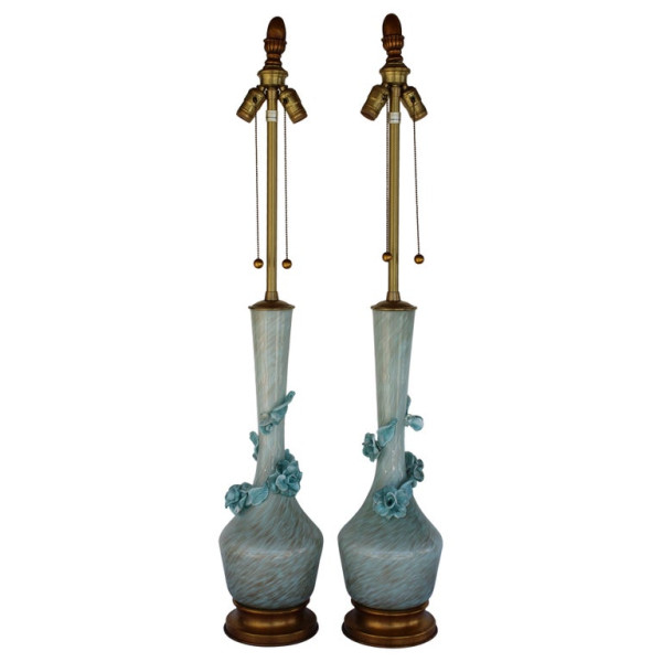 Pair of Venetian Glass Lamps by The Marbro Lamp Company, Los Angeles, CA. by MARBRO Lamp Company circa 1970s