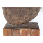 Brutalist Steel Sculpture on Wood Base