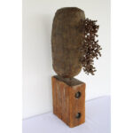 Brutalist Steel Sculpture on Wood Base