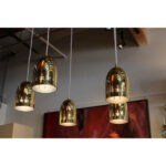 Brass Perforated Chandelier with Five Canisters