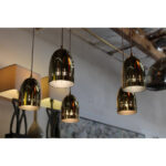 Brass Perforated Chandelier with Five Canisters