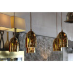 Brass Perforated Chandelier with Five Canisters