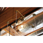 Brass Perforated Chandelier with Five Canisters