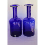 Collection of Ten Blue Bottles by Otto Bauer for Holmegaard, Denmark