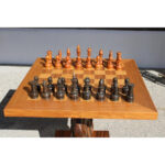 Chess Table with Horse Head Base, Complete Set