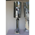 Pair of Curtis Jere Stainless Steel Lamps and Shades