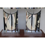 Pair of Curtis Jere Stainless Steel Lamps and Shades