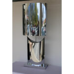 Pair of Curtis Jere Stainless Steel Lamps and Shades