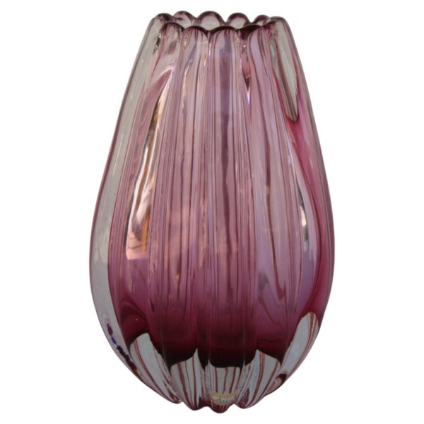 Seguso Murano Cranberry Glass Vase
