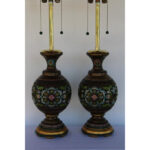 Pair of ChamplevÃ© Lamps by The MARBRO Lamp Company, Los Angeles, CA.
