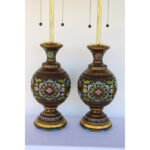 Pair of ChamplevÃ© Lamps by The MARBRO Lamp Company, Los Angeles, CA.