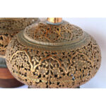 Pair Tall Indo Persian Copper Table Lamps
