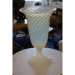 Monumental Murano Opaline Glass Vase Signed Cenedese