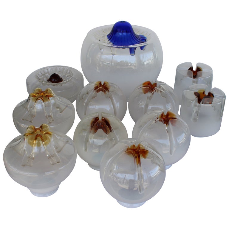 Eleven Mazzega Glass Globes circa 1970s