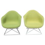 Pair of Ray & Charles Eames Fabric Fiberglass Shell Chairs