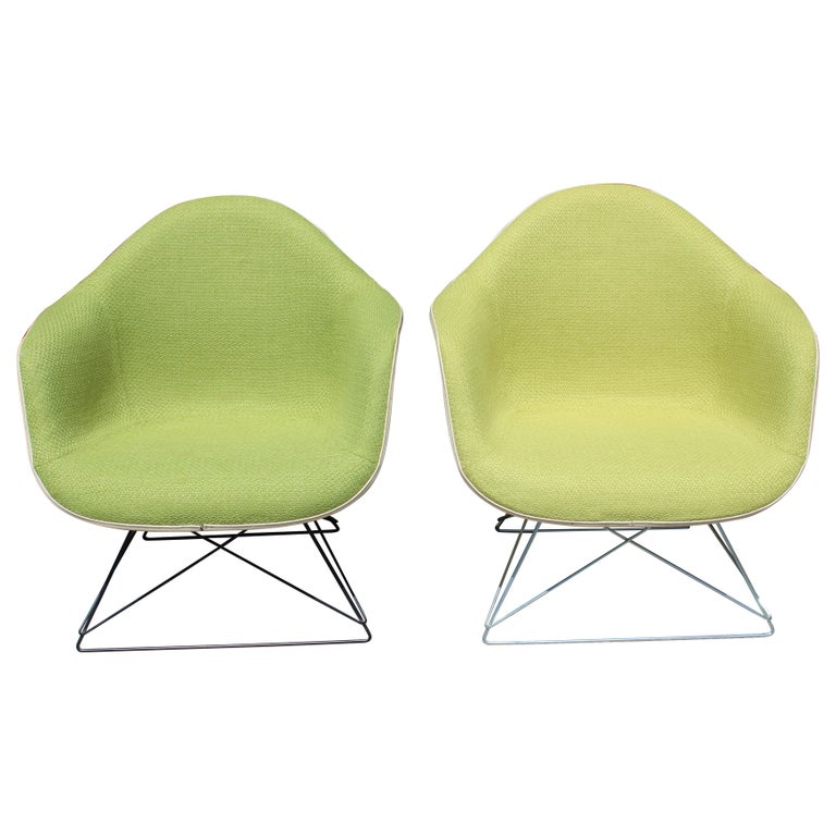 Pair of Ray & Charles Eames Fabric Fiberglass Shell Chairs circa 1960s