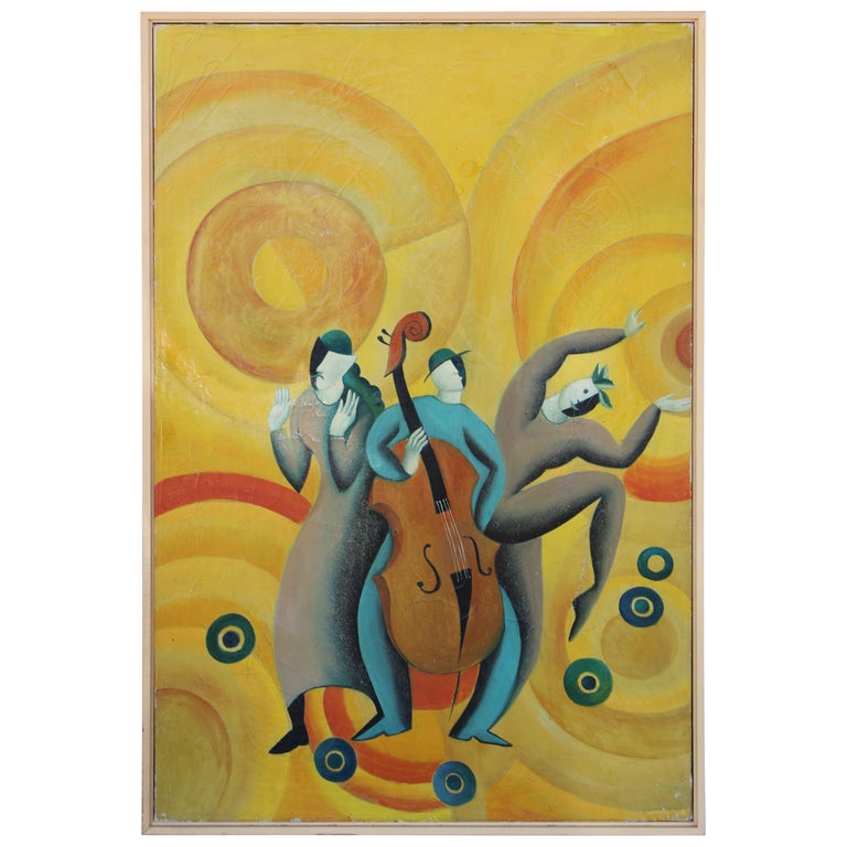 French Oil Painting titled Le Dance, 1944 circa 1940s