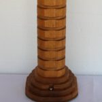 Folk Art Carved Wood Lamp, small