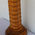 Folk Art Carved Wood Lamp, small