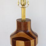 Folk Art Parquetry Carved Wood Lamp