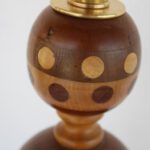 Folk Art Parquetry Carved Wood Lamp, Dots
