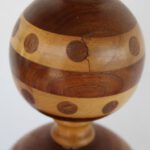 Folk Art Parquetry Carved Wood Lamp, Dots
