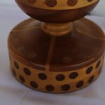 Folk Art Parquetry Carved Wood Lamp, Dots