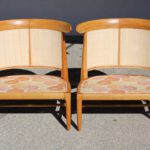 Pair of Walnut Slipper Chairs by John Lubberts Lambert Mulder for Tomlinson