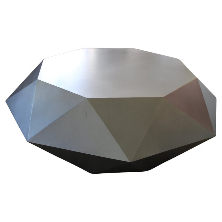 Custom Faceted Steel Coffee Table circ 1990s