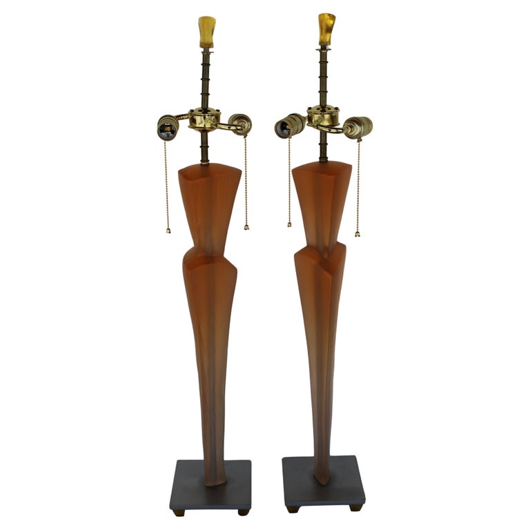 Pair Post Modern Acrylic Table lamps circa 1980s