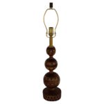 Folk Art Parquetry Carved Wood Lamp, Dots