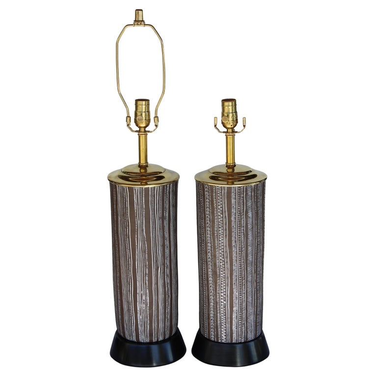 Pair of Lamps by Meister Zurich of Switzerland (sgraffito) circa 1950s