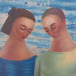 Painting by Flavio E. Cabral (1916-1990) titled Two Figures