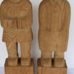Hand-Carved Folk Art Sculptures of Man and Woman