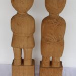 Hand-Carved Folk Art Sculptures of Man and Woman