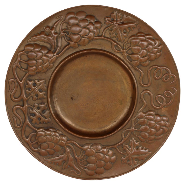 Arts and Crafts Copper Grape Tray circa 1940s