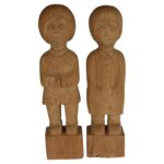 Hand-Carved Folk Art Sculptures of Man and Woman
